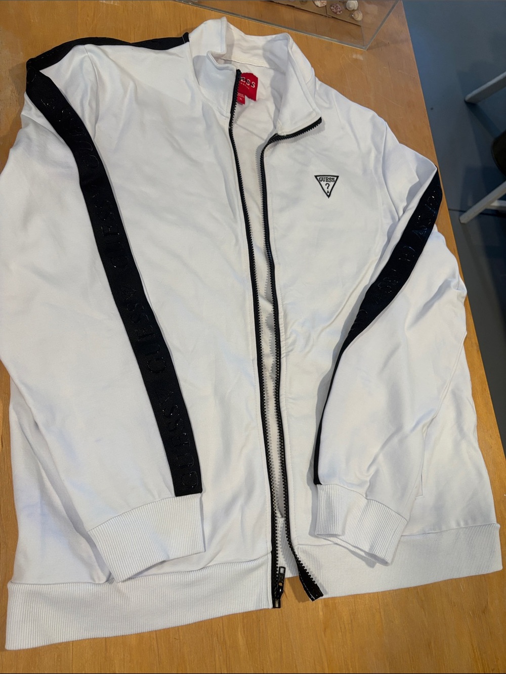 Guess White Track Jacket with Black Trim